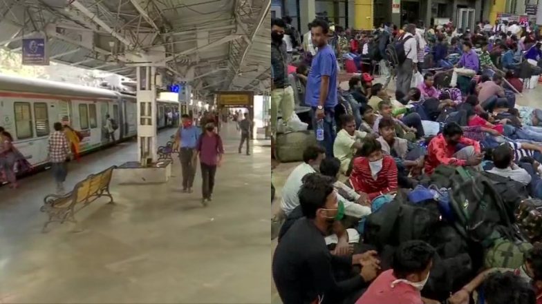 महाराष्ट्र में कोरोना वायरस का प्रकोप: लोकल में सफर करने वालों की भीड़ हुई कम, लंबी दूरी की ट्रेनों से घर लौटने वाले यात्रियों की रेलवे स्टेशनों पर भारी भीड़