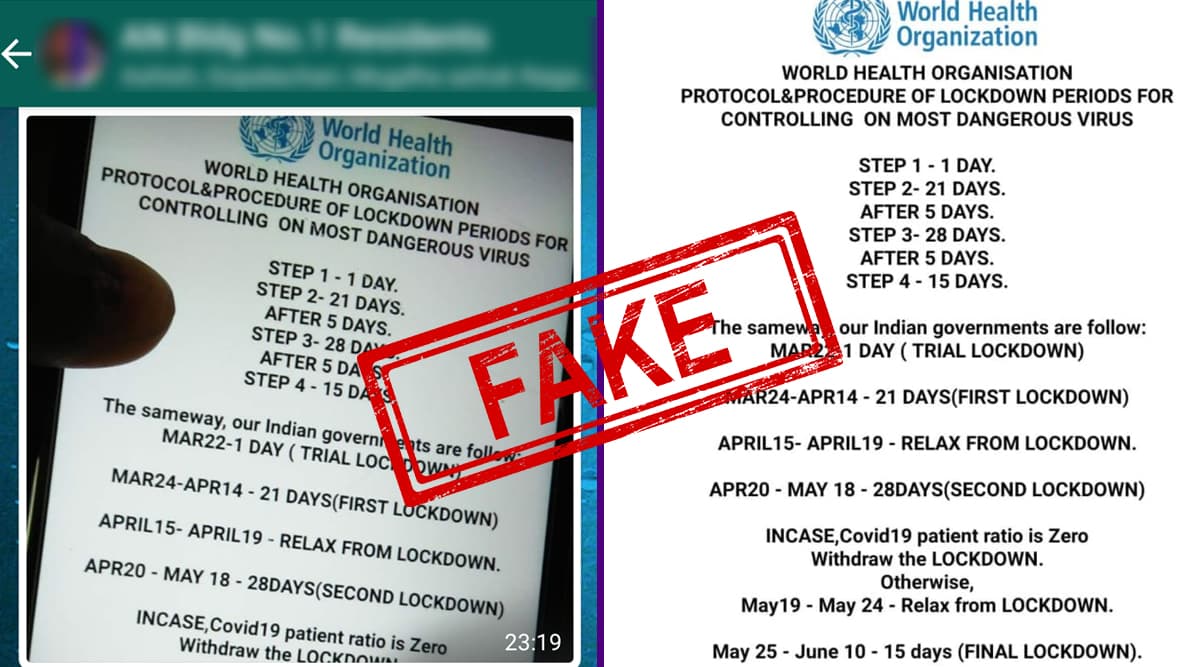 Fact Check: क्या WHO ने भारत में लॉकडाउन को आगे बढ़ाने के लिए जारी किया है सर्कुलर, जानें सोशल मीडिया पर वायरल हो रहे मैसेज का सच Fact Check: क्या WHO ने भारत में लॉकडाउन को आगे बढ़ाने के लिए जारी किया है सर्कुलर, जानें सोशल मीडिया पर वायरल हो रहे मैसेज का सच