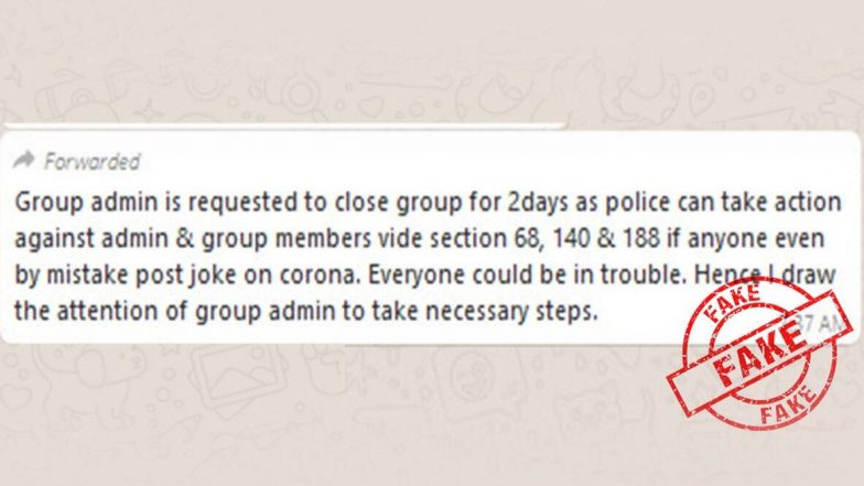 Fact Check: क्या WhatsApp पर कोरोना वायरस को लेकर जोक्स शेयर करने पर होगी जेल? जानिए वायरल मैसेज का सच
