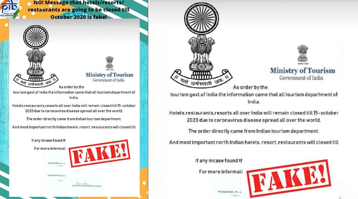 Fact Check: क्या अक्टूबर 2020 तक बंद रहेंगे होटल, रिसोर्ट और रेस्टोरेंट? सोशल मीडिया पर वायरल हो रहे इस मैसेज की सच्चाई PIB फैक्ट चेक से हुई उजागर Fact Check: क्या अक्टूबर 2020 तक बंद रहेंगे होटल, रिसोर्ट और रेस्टोरेंट? सोशल मीडिया पर वायरल हो रहे इस मैसेज की सच्चाई PIB फैक्ट चेक से हुई उजागर