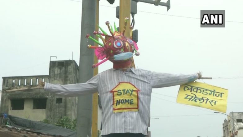 कोरोना से जंग: महाराष्ट्र के नागपुर में पुलिस ने लगाया COVID-19 थीम वाला पुतला, जिले में संक्रमण के कुल 72 मामले