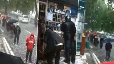 Lockdown 3.0: उत्तराखंड के नैनीताल में देखें गए शराब के शौकीन, ओले और बारिश के बीच लाइन में डटे रहे (Watch Video)