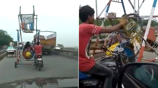 लॉकडाउन के बीच फंसे व्यक्ति ने घर जाने के लिए लगाया जुगाड़, देखें अनोखी बाइक का वायरल वीडियो