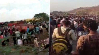 प्रवासी मजदूरों ने मध्य प्रदेश-महाराष्ट्र सीमा के बड़वानी जिले में बसों को लेकर किया जमकर हंगामा, देखें वीडियो