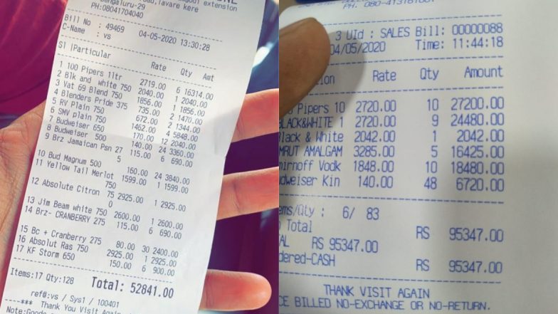 बेंगलुरु: शराब की दुकानें खुलते ही खूब हुई अल्कोहल की बिक्री, 52 हजार और 95 हजार रुपए वाले बिल सोशल मीडिया पर वायरल, यूजर्स भी हुए हैरान