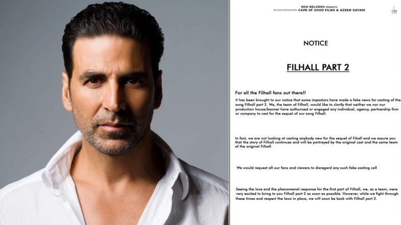 Fake Casting Alert: अक्षय कुमार ने 'फिलहाल 2' को लेकर फर्जी कास्टिंग का किया भंडाफोड़, फैंस को ट्विटर पर किया अलर्ट