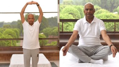 Happy Yoga Day 2020: राष्ट्रपति रामनाथ कोविंद ने अपने आवास पर किया योग, कहा- शरीर को स्वस्थ और मन को शांत रखने में करता है मदद