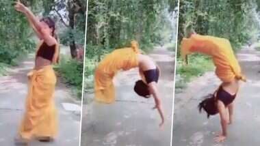 साड़ी पहनकर हवा में Flip Jump करती महिला का वीडियो वायरल, उसके टैलेंट के कायल हुए सोशल मीडिया यूजर्स (Watch Viral Video