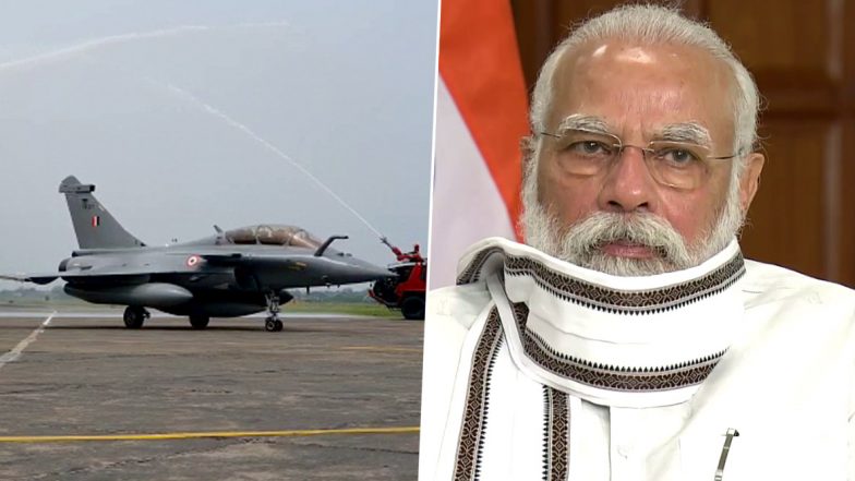 भारत में राफेल जेट के पहुंचने पर पीएम मोदी ने संस्कृत में ट्वीट कर कहा, 'राष्ट्ररक्षासमं पुण्यं, राष्ट्ररक्षासमं व्रतम्'