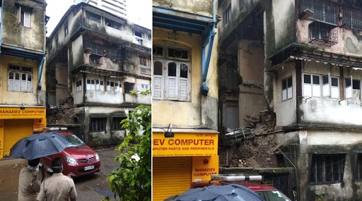 मुंबई के ग्रांड रोड इलाके में बिल्डिंग का हिस्सा गिरा, 2  लोग जख्मी, राहत बचाव कार्य जारी
