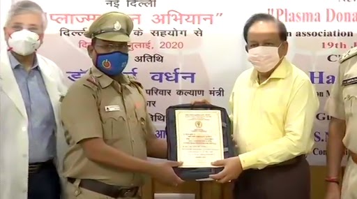 कोरोना मरीजों के इलाज के लिए  दिल्ली पुलिस और AIIMS का प्लाज्मा डोनेशन कैंपेन शुरू, केंद्रीय मंत्री डॉ हर्षवर्धन ने किया शुभारंभ