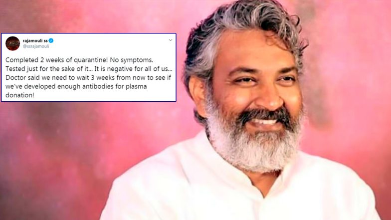 SS Rajamouli and Family Test Negative For COVID-19: एसएस राजामौली और उनके परिवार की कोरोना रिपोर्ट आई नेगेटिव, जल्द ही डोनेट करेंगे प्लाज्मा
