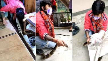 King Cobra Rescued From Home: नैनीताल के एक घर में टेबल के नीचे छिपकर बैठा था किंग कोबरा, रेस्क्यू के दौरान गुस्साए सांप ने की ऐसी हरकत (Watch Viral Video)