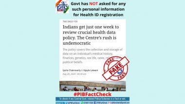 Fact Check: हेल्थ आईडी रजिस्ट्रेशन के लिए सरकार मांग रही है संवेदनशील व्यक्तिगत डेटा? PIB ने बताई इस वायरल मीडिया रिपोर्ट की सच्चाई