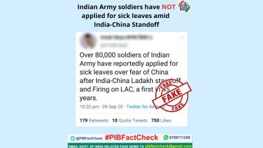 Fact Check: भारत-चीन के बीच बॉर्डर पर जारी तनाव के चलते 80 हजार जवानों ने बीमारी का हवाला देकर मांगी छुट्टी? पीआईबी ने बताई वायरल खबर की सच्चाई