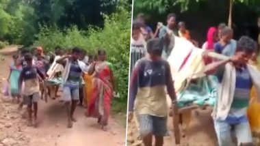 Andhra Pradesh: बेहतर सड़क न होने के कारण खाट की पालकी बना गर्भवती को लेकर 10 किमी पैदल चले परिजन, देखें वीडियो