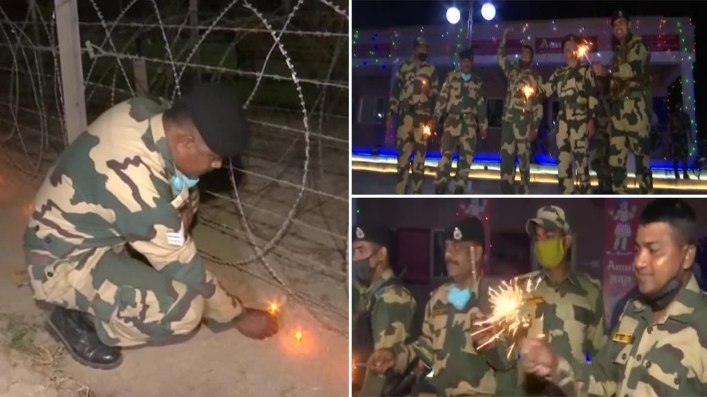 BSF के जवानों ने सीमा पर पटाखे फोड़कर मनाई दिवाली