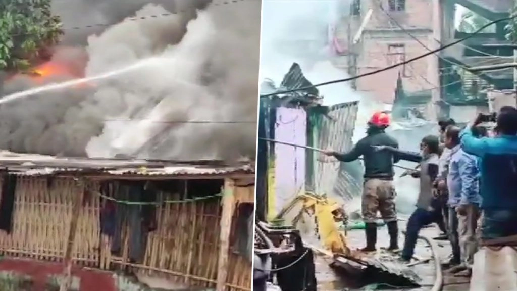 असम स्थित राजा मैडम रोड पर 10 से अधिक घरों में लगी भीषण आग