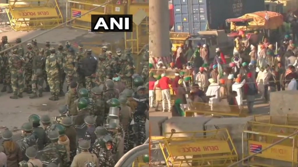 निरंकारी मैदान में किसानों की व्यवस्था जारी, बड़े-बड़े राजनीतिक बैनर लगाए गए