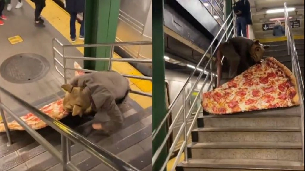 Pizza Rat: चूहा बनकर पिज्जा स्लाइस को खींचने वाले एक कलाकार का वीडियो हुआ वायरल, आप  भी देखें