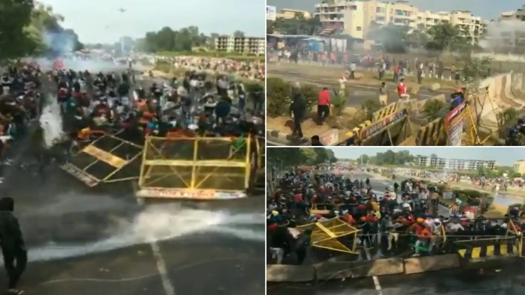 हरियाणा में किसानों ने तोड़े बैरिकेड, दागे गए आंसू गैस के गोले, पानी की बौछारें