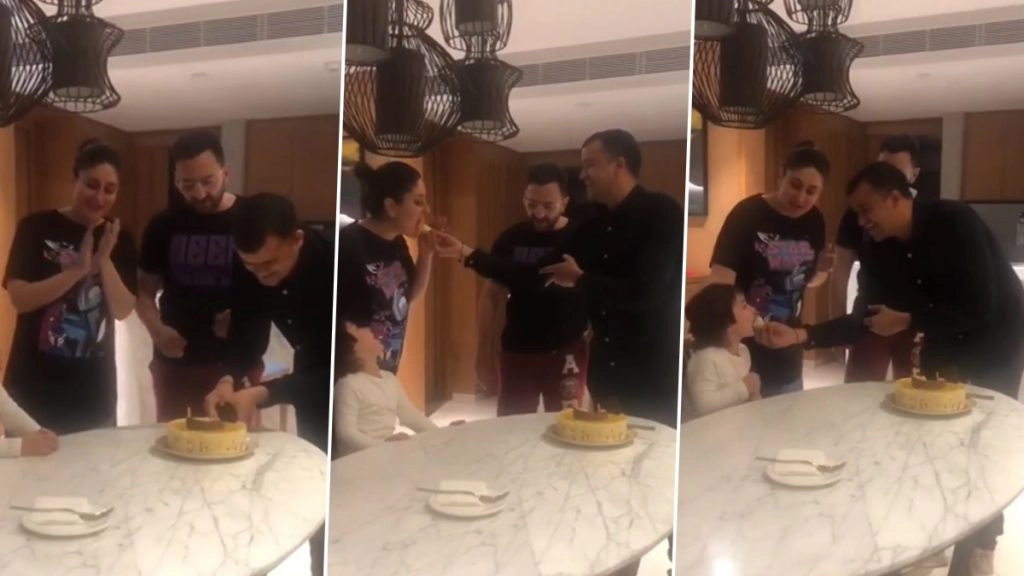 सैफ अली खान और करीना कपूर के साथ बेटे तैमूर अली खान ने गाया बर्थडे सॉन्ग
