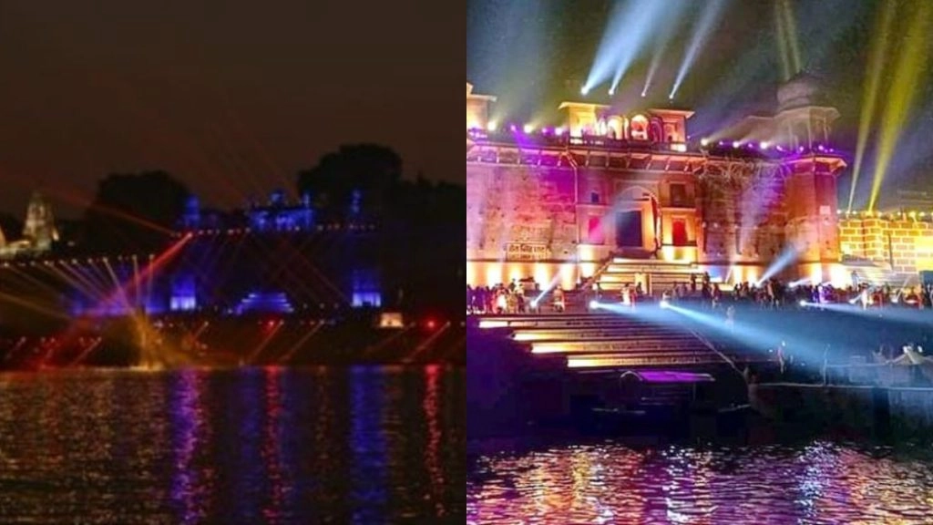 देव दीपावली की पूर्व संध्या पर काशी का चेत सिंह घाट लेजर प्रोजेक्शन, लाइट और साउंड शो से हुआ रोशन 