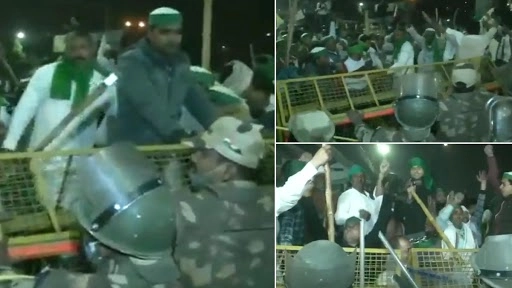 दिल्ली-उत्तर पदेश  बॉर्डर पर किसानों का उग्र प्रदर्शन देखते हुए सुरक्षा बढ़ाई गई