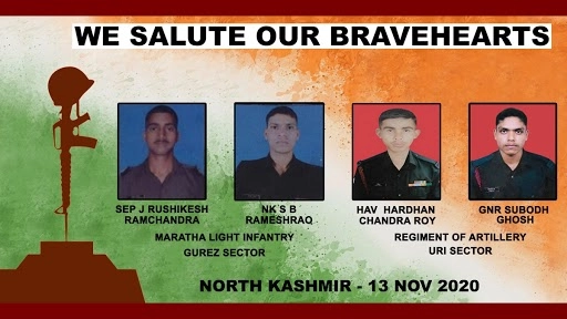 संघर्ष विराम उल्लंघन के दौरान  गोलीबारी में सेना के जवान हरधन चंद्र रॉय, एनके एसबी रमेशराव, ज्ञान सुबोध घोष और सिपाही  जे रुशिकेश रामचंद्र हुए शहीद