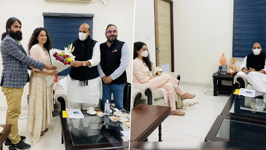 रक्षा मंत्री राजनाथ से मिलने पहुंची कंगना रनौत, शेयर की फोटो 