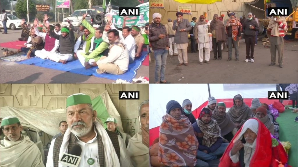  कड़ाके की ठंड के बावजूद आंदोलनकारी किसान प्रदर्शन स्थल पर हैं जमे