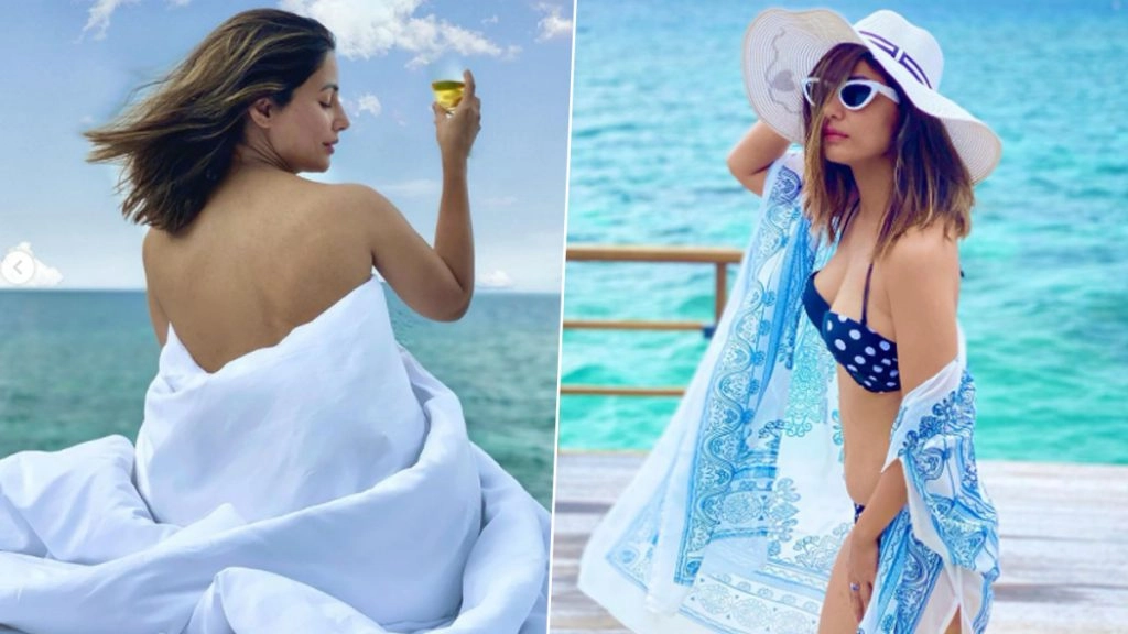 हॉट बिकिनी पहनकर मालदीव में तापमान बढ़ाती दिखीं हिना खान, देखें हॉट फोटोज