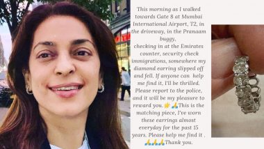 Juhi Chawla का एअरपोर्ट पर गिरा कीमती सामान, ढूंढ कर देने वालों को मिलेगा ईनाम