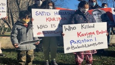 अमेरिका में करीमा बलोच की हत्या के विरोध में कनाडाई दूतावास के बाहर प्रदर्शन जारी