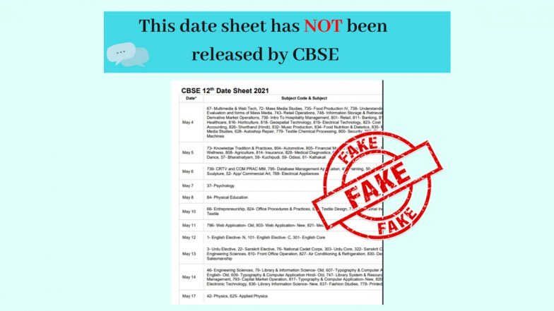 CBSE Board Exams 2021: सीबीएसई बोर्ड परीक्षाओं की झूठी डेटशीट सोशल मीडिया पर वायरल, PIB ने बताया सच