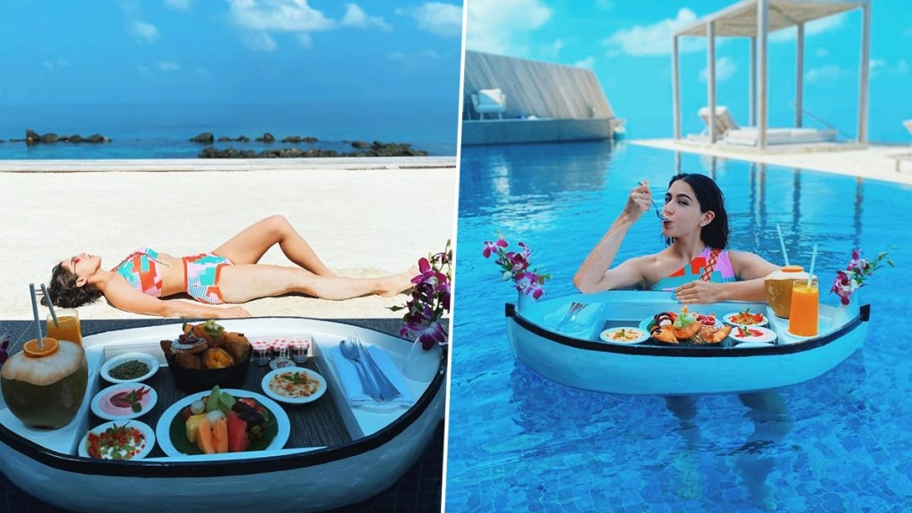 मालदीव में स्विमसूट में ब्रेकफास्ट करती नजर आईं सारा