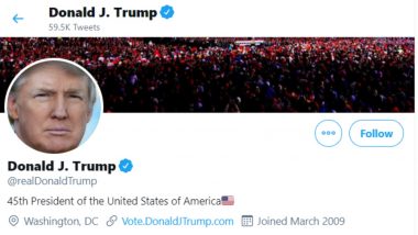 वॉशिंगटन: नीतियों का उल्लंघन करने पर ट्विटर ने 12 घंटे के लिए बंद किया अमेरिकी राष्ट्रपति डोनाल्ड ट्रंप का अकाउंट