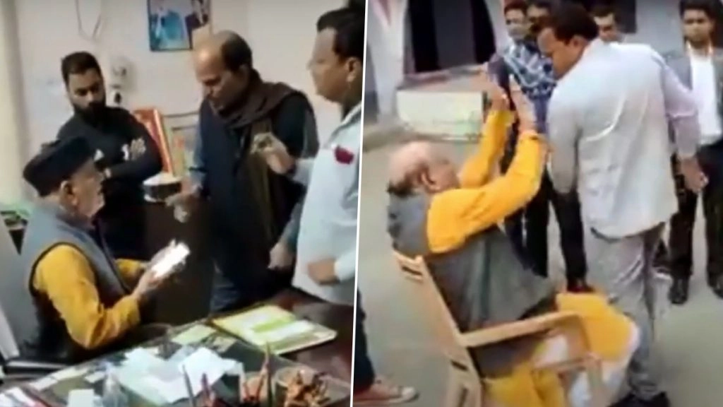 वाराणसी: कॉलेज के चेयरमैन व पूर्व MLA माया शंकर पाठक की हुई पिटाई, छात्रा से छेड़खानी का आरोप (Watch Video)
