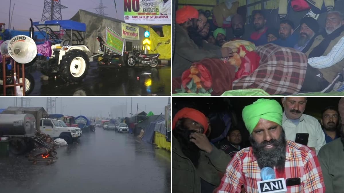 Farmers Protest: दिल्ली में ठंड के बीच बारिश होने से किसानों की मुश्किलें बढ़ी, प्रदर्शनकारी ने कहा-तिरपाल और जो कुछ भी हम लेकर आए हैं उसी से अपना बचाव कर रहे हैं