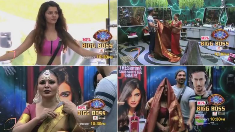 Bigg Boss 14: राखी सावंत को साड़ी पहनाते दिखे अभिनव शुक्ला, पति का ये कारनामा देख रुबीना दिलैक के उड़े होश