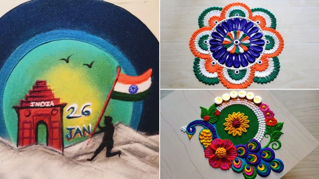 गणतंत्र दिवस पर बनाए ये रंगोली की आकर्षक डिजाइन 