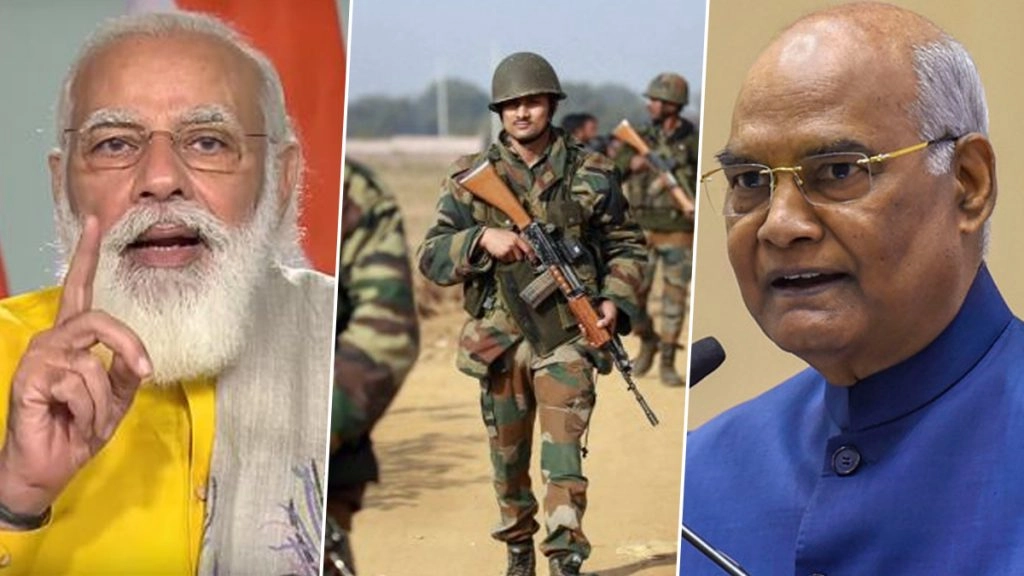 राष्ट्रपति रामनाथ कोविंद और प्रधानमंत्री नरेंद्र मोदी ने इंडियन आर्मी के वीर सैनिकों को किया नमन
