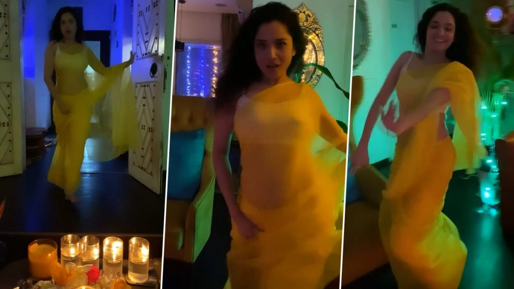 अंकिता लोखंडे ने हॉट साड़ी पहनकर माधुरी दीक्षित के सॉन्ग 'धक धक करने लगा' पर किया डांस