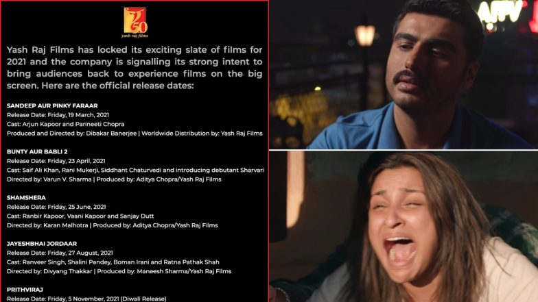 Yash Raj Films ने साल 2021 में रिलीज होने वाली फिल्मों का किया ऐलान, जानिए कब, कौन सी फिल्में आएंगी सिनेमाघरों में