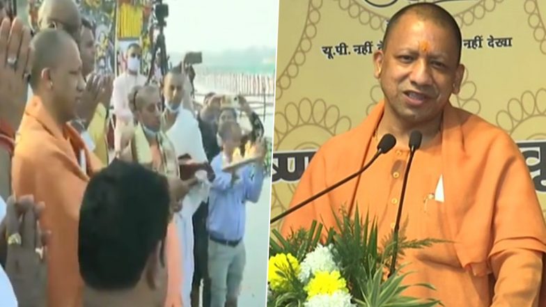 UP के सीएम योगी आदित्यनाथ ने वृंदावन में विभिन्न विकास योजनाओं के लोकार्पण व शिलान्यास कार्यक्रम लिया हिस्सा, यमुना आरती में भी हुए शामिल 