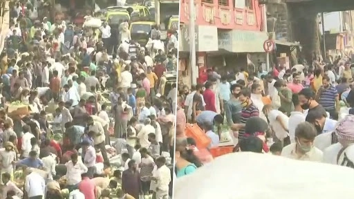 कोविड के बढ़ते मामलों के बावजूद आज दादर मार्केट में उमड़ी भारी भीड़, सोशल डिस्टेंसिंग की उड़ी धज्जियां