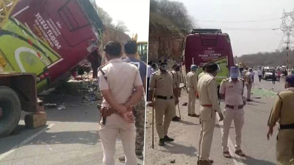 दिल्ली से घर लौट रहे प्रवासी मजदूरों से भरी बस पलटी, दो की मौत, आठ घायल