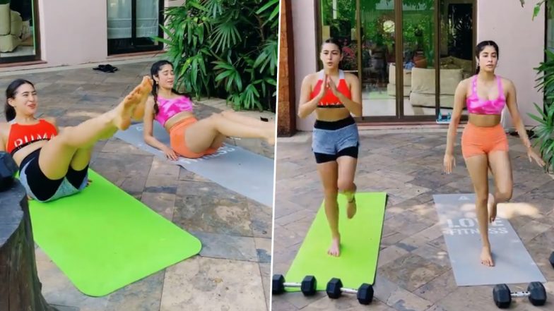 वेकेशन मनाने गई Sara Ali Khan और Janhvi Kapoor ने साथ मिलकर किया वर्कआउट, देखे वीडियो