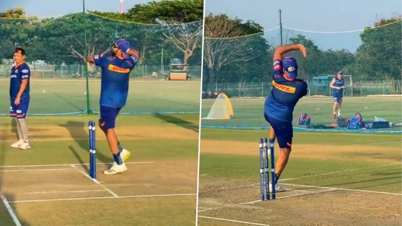 IPL 2021 KKR vs MI: केकेआर खिलाफ होनेवाले मुकाबले से पहले मुंबई इंडियंस के कप्तान रोहित शर्मा ने की नेट्स में जमकर गेंदबाजी, देखें वीडियो