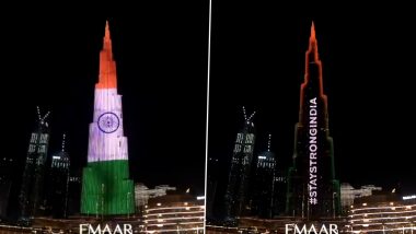 #StayStrongIndia: कोरोना महामारी से जूझ रहे भारत के समर्थन में दुबई का Burj Khalifa तिरंगे के रंग में रंगा, देखें VIDEO